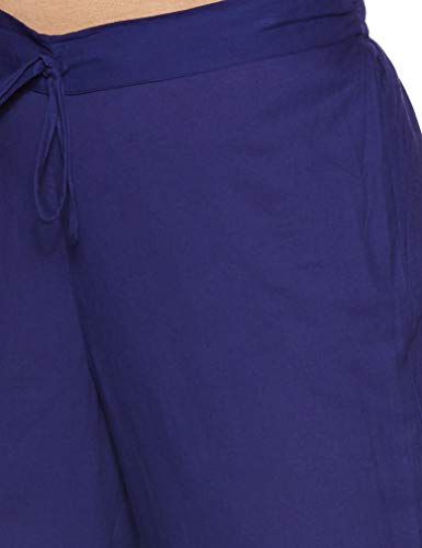 Amazon Brand - Myx Women's Cotton Pants Slim Fit Bottom (MA04_Blue_Medium)