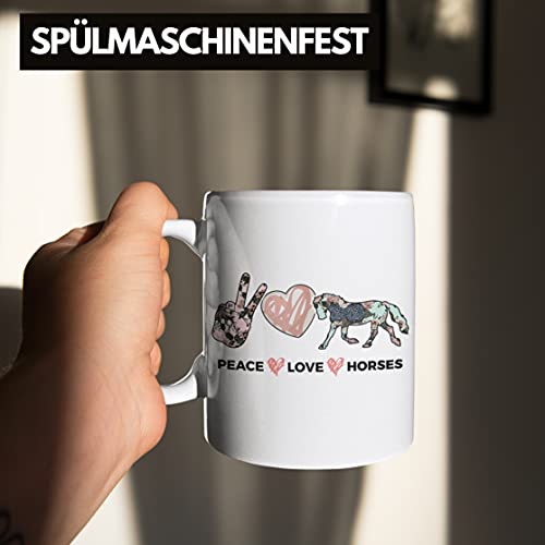Trendation Pferde Tasse Lustig Reiterin Geschenk Pferde Geschenke Mädchen Pferdeliebhaber Peace Love Horses