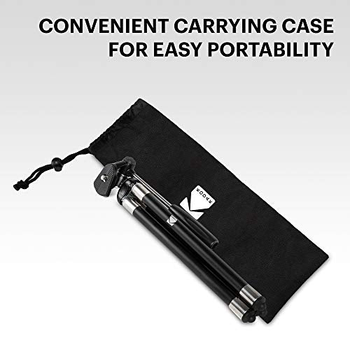 KODAK PhotoGear 42” Tripod | 8-Section Aluminum Stainless Steel Tripod w/Bluetooth Remote, Telescoping Leg-Lock Height Adjustment, 360° Ball Head, Rubber Feet, Smartphone Adapter E-Guide & Carry Case