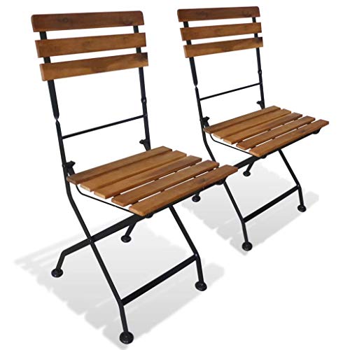 Festnight Folding Garden Chairs Outdoor Dining Chairs Cafe Chairs 2 pcs Acacia Wood