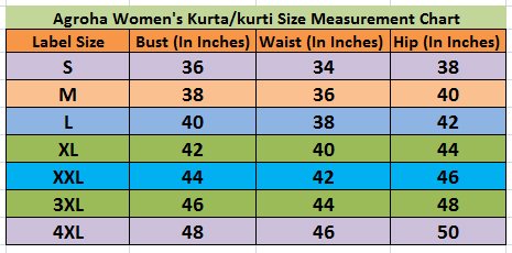 AgrohA Women's Kurta(AG5169-L_Blue_Large)