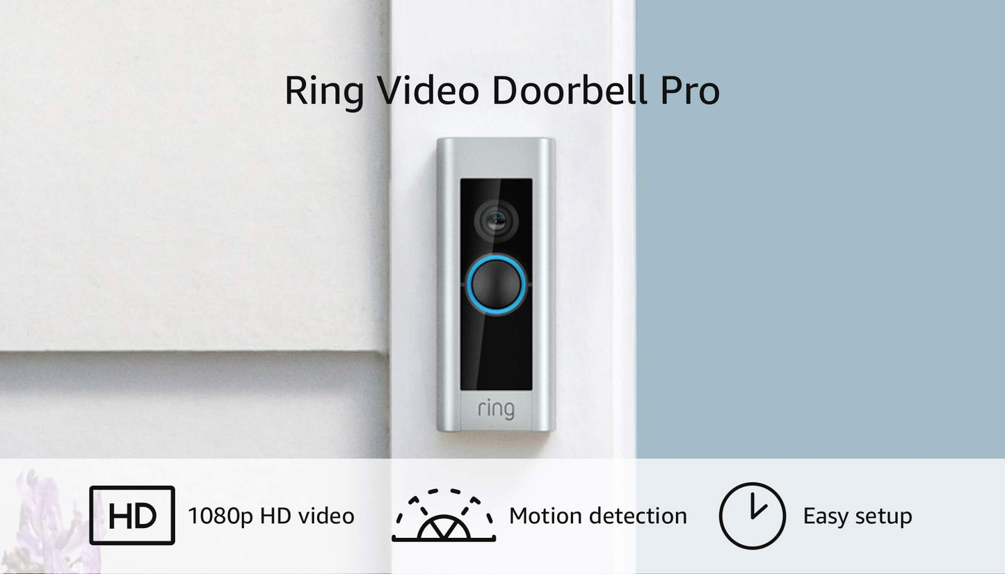Ring Wireless Video Doorbell Pro with Chime & Transformer for iOS and Android