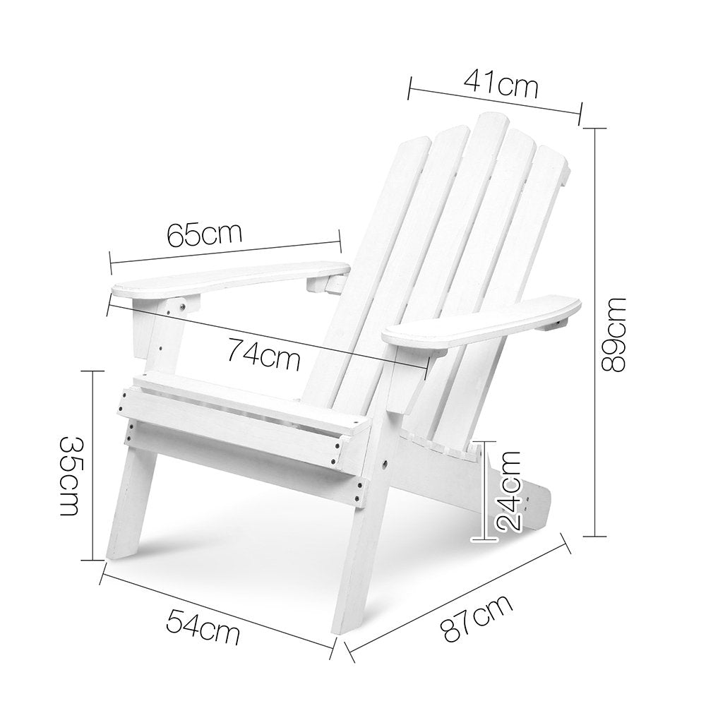 Adirondack Foldable Deck Chair - White