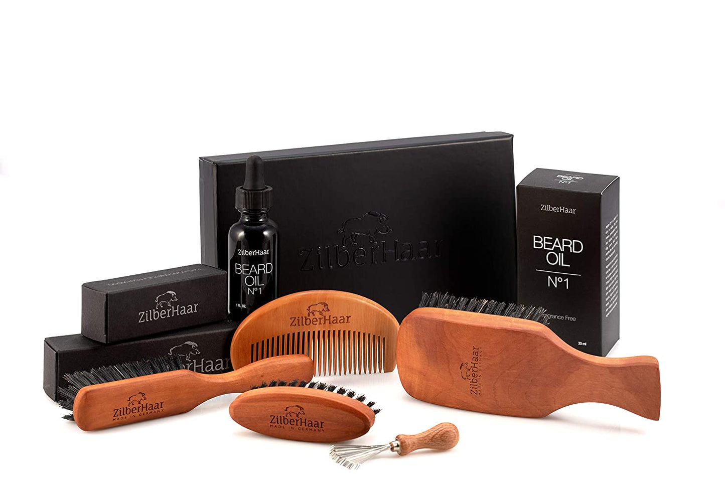 ZilberHaar Beard Brush Gift Set (Stiff)