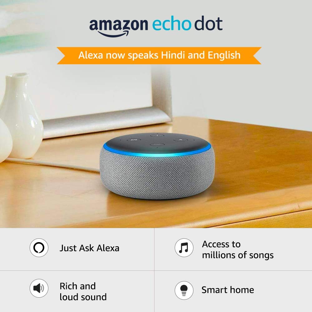 Echo Dot (3rd Gen) – New and improved smart speaker with Alexa (Grey)