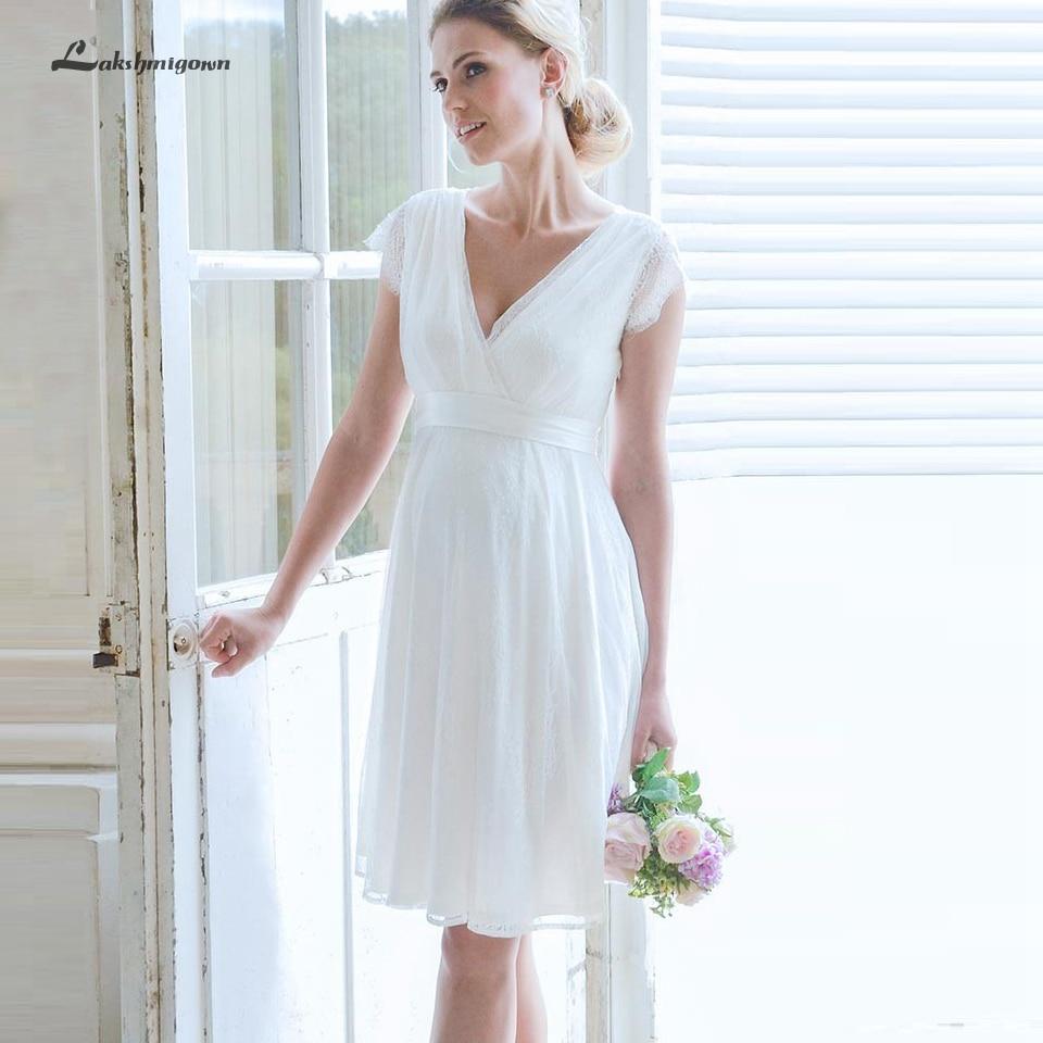Lace Short Wedding Dress Bridal Gown Detachable Sash Beach Wedding Dresses