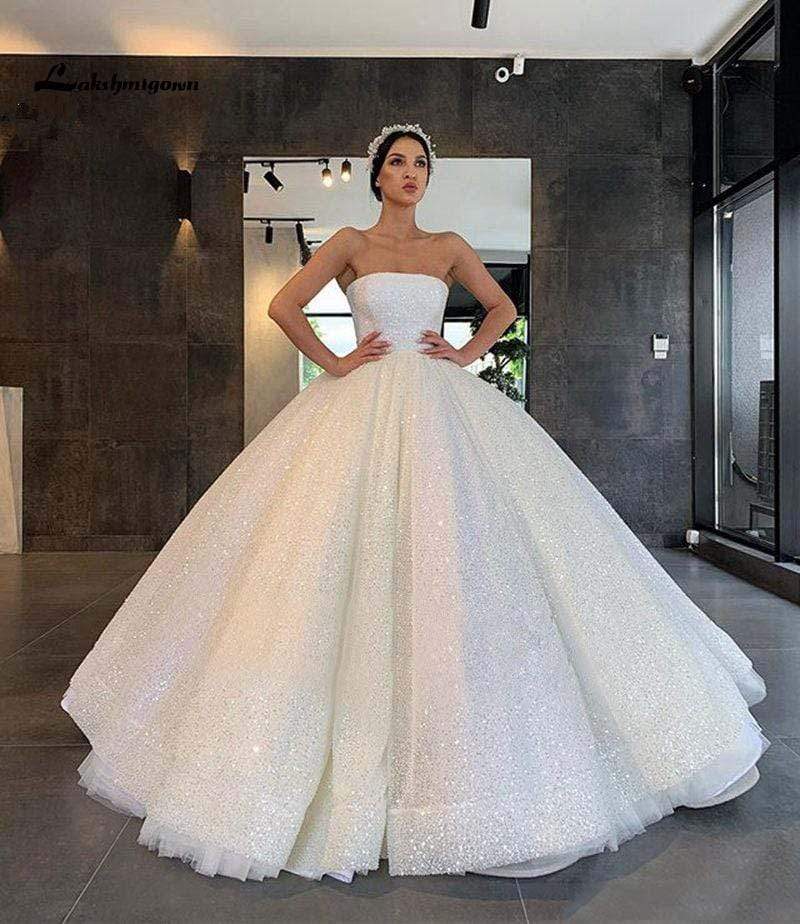 Plus Size Sequined Ball Gown Wedding Dress