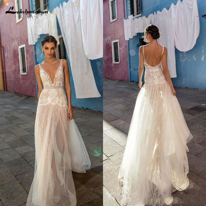 Sexy Country Gali Wedding Dresses V-Neck Tulle Lace