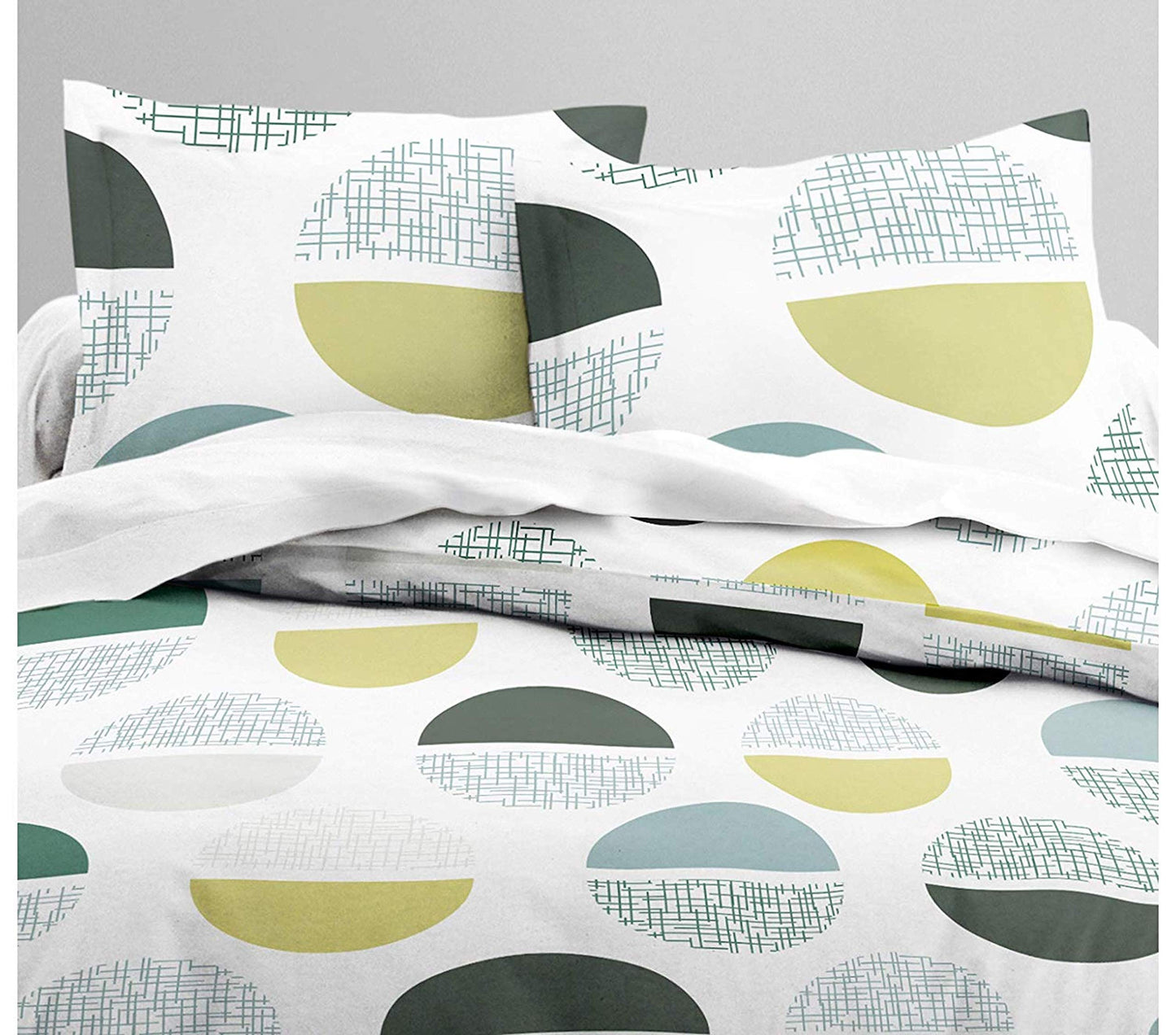 LORETO - A QUALITY LINEN BRAND 100% Cotton Bedsheet for Single Bed, 1 Single Bedsheet with 1 Pillow Cover | 144 TC Single Bedsheet Cotton, Hawaiian Blue and Pale Yellow Circle