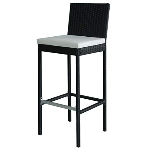 7 Piece Outdoor Dining Set with Cushions Poly Rattan Black
