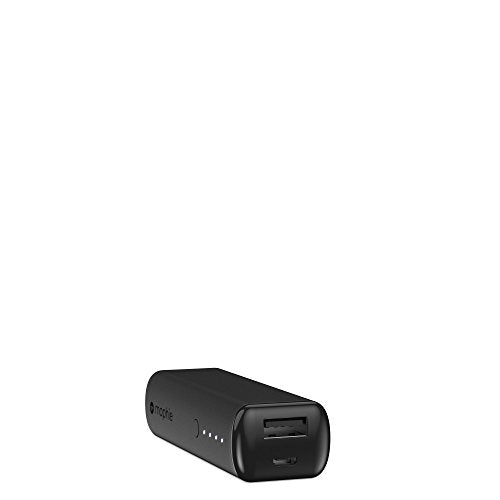 Mophie Power Bank, 2600mAh Portable Charger Ultra Compact External Battery PowerBank with 1 Amp High-Speed Charging (Genuine 2600mAh Capacity) - Black