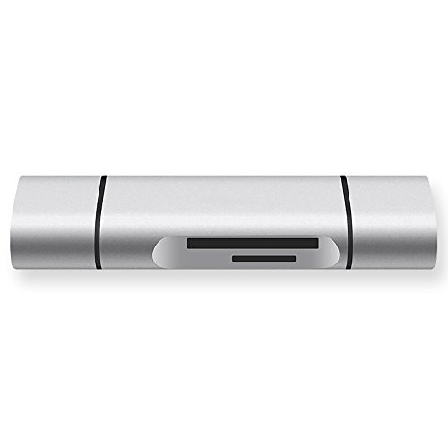 3 in 1 Card Reader,USB Type C, Micro-USB & USB Combo to 2-Slot TF/SD Card Reader OTG Card Adapter, Supporting Simultaneous Read and Write(Silver)
