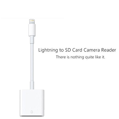 Ocamo OTG SD Card Reader Digital Camera Reader Adapter Cable for iPhone 5/6/7 and iPad White