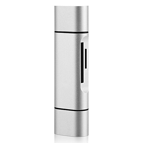 3 in 1 Card Reader,USB Type C, Micro-USB & USB Combo to 2-Slot TF/SD Card Reader OTG Card Adapter, Supporting Simultaneous Read and Write(Silver)