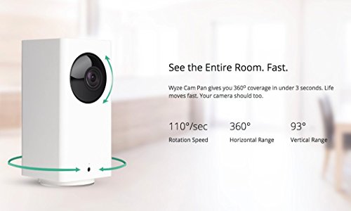 Wyze Cam Pan 1080p Pan/Tilt/Zoom Wi-Fi Indoor Smart Home Camera with Night Vision, 2-Way Audio, Works with Alexa & the Google Assistant, White - WYZECP1