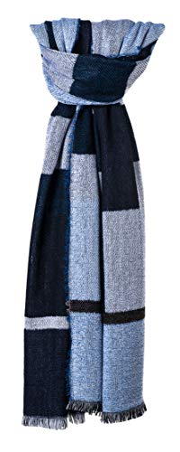 SansPlomb Sciarpa unisex in morbida lana con frange, tessuta con un disegno a quadri - 100% Made in Italy