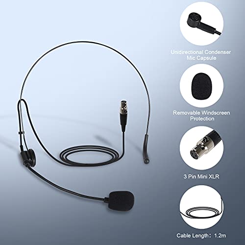 Phenyx Pro Lavalier Lapel Microphone/Headset Microphone Combo with Mini XLR Jack, Hand-Free Clip-on Lapel Mic, and Flexible Wired Boom Headset Mic, for Voice Amplifier, Audio Sound System