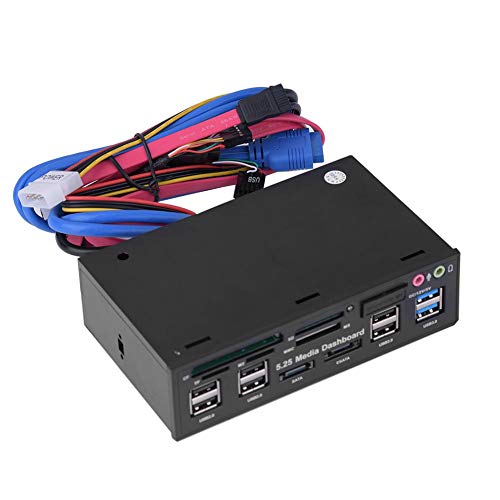 Front Panel Media Dashboard - 5.25inch Internal Card Reader Support for Windows 2000/XP/Vista and Win7/8 - All-in-1 Card Reader Build-in USB 3.0 Port/USB 2.0 port/e-SATA
