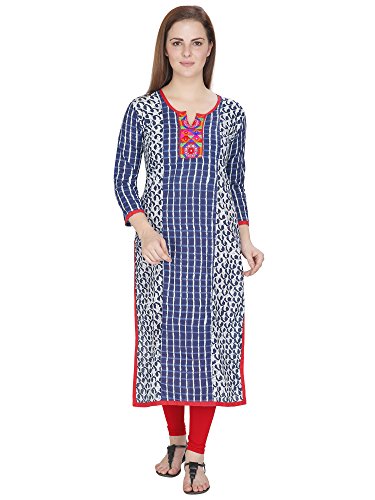 AgrohA Women's Kurta(AG5169-L_Blue_Large)