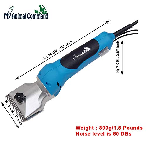 My Animal Command 110V Horse Clippers Professional Heavy Duty Kit, Professional Animal Grooming Clippers 2 Speeds Shaving Thick Coats Fur Horse Hair Ponies Equine Pigs Cattle Farm Livestock 2 Blades