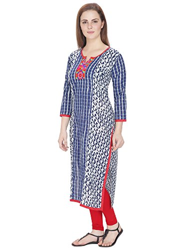 AgrohA Women's Kurta(AG5169-L_Blue_Large)