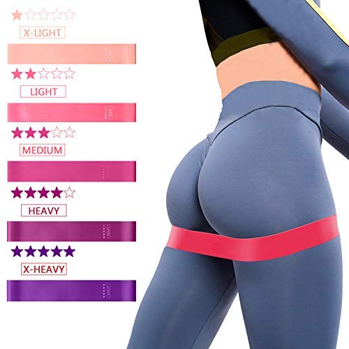 Zakerda Beth's Fitness Set of 5 Pink Yoga Knee Resistance Bands with Carry Bag