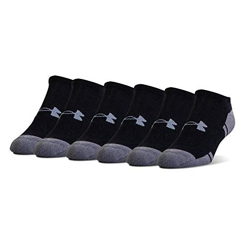 Under Armour Resistor 3.0 No Show Socks, 6-Pairs, Black/Graphite, Shoe Size: Mens 9-12.5, Womens 11-13