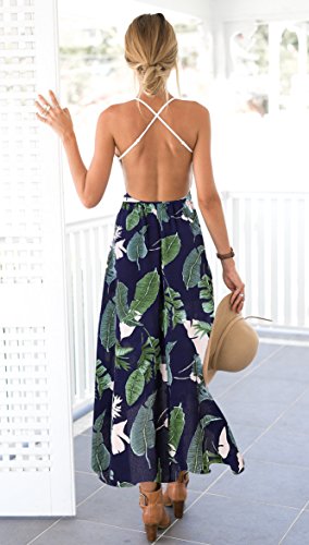 Blooming Jelly Femmes Halter Neck Deep V Asymétrique Floral Dress