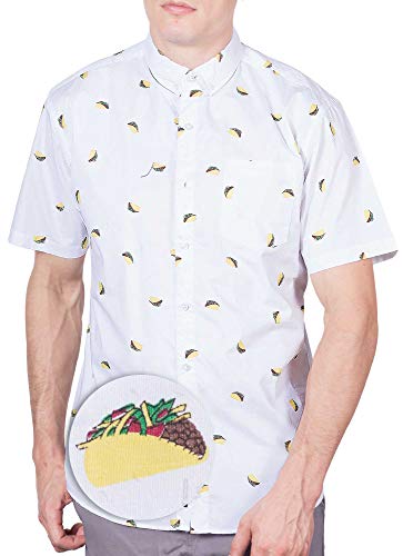Visive Mens Hawaiian Shirt Short Sleeve Button Down Shirts (Taco,Large)
