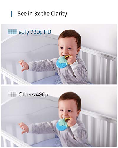 Video Baby Monitor, eufy Security, Video Baby Monitor with Camera and Audio, 720p HD Resolution, Night Vision, 5" Display, 110° Wide-Angle Lens Included, Lullaby Player, Ideal for New Moms