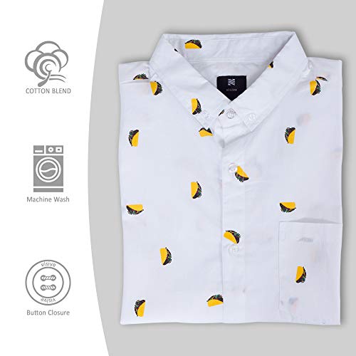 Visive Mens Hawaiian Shirt Short Sleeve Button Down Shirts (Taco,Large)