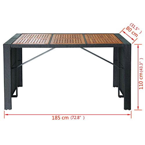 7 Piece Outdoor Dining Set with Cushions Poly Rattan Black