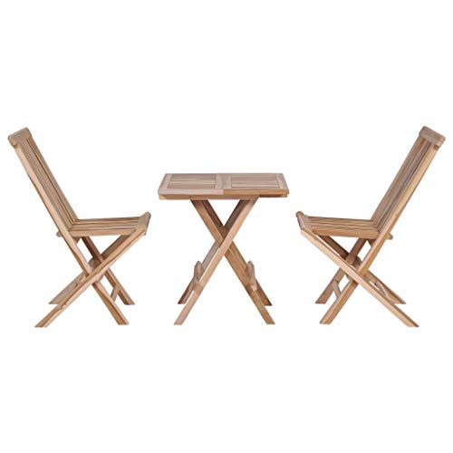 3 Piece Folding Bistro Set Solid Teak Wood