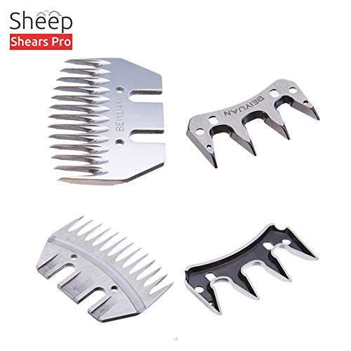 Sheep Shears Pro Clipper Blades Replacement Universal Sheep Cutter Blades Set (Blade and Cutter) with 2 x Sheep Clipper Oil Lubricant Bottles 6.8 Fl OZ (200ml)
