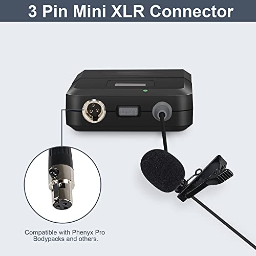 Phenyx Pro Lavalier Lapel Microphone/Headset Microphone Combo with Mini XLR Jack, Hand-Free Clip-on Lapel Mic, and Flexible Wired Boom Headset Mic, for Voice Amplifier, Audio Sound System
