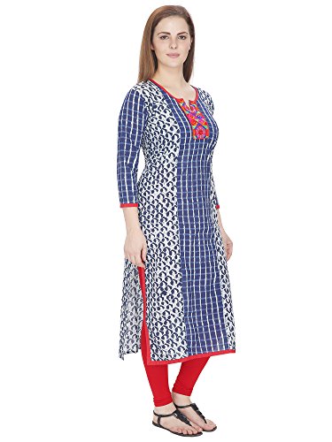 AgrohA Women's Kurta(AG5169-L_Blue_Large)