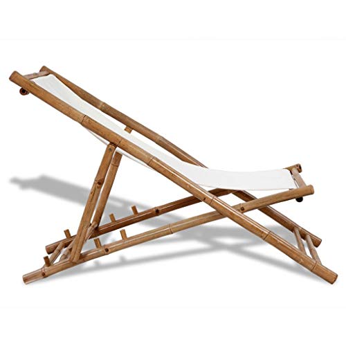 vidaXL Deck Chair Bamboo Folding Patio Garden Outdoor Reclining Sunlounger