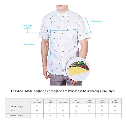 Visive Mens Hawaiian Shirt Short Sleeve Button Down Shirts (Taco,Large)