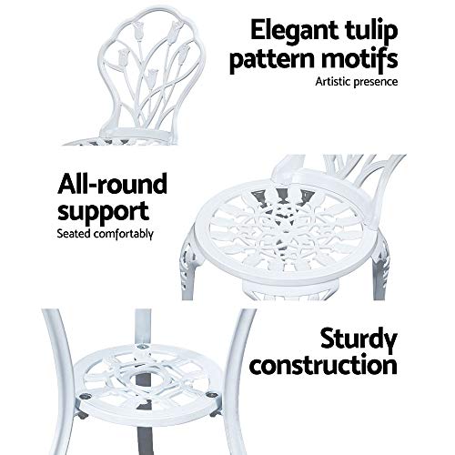 Gardeon 3PC Outdoor Setting Cast Aluminium Bistro Table Chairs Garden Patio