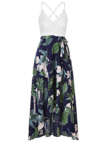 Blooming Jelly Femmes Halter Neck Deep V Asymétrique Floral Dress