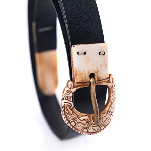 Viking Belt with Hand-Carved Bone Buckle