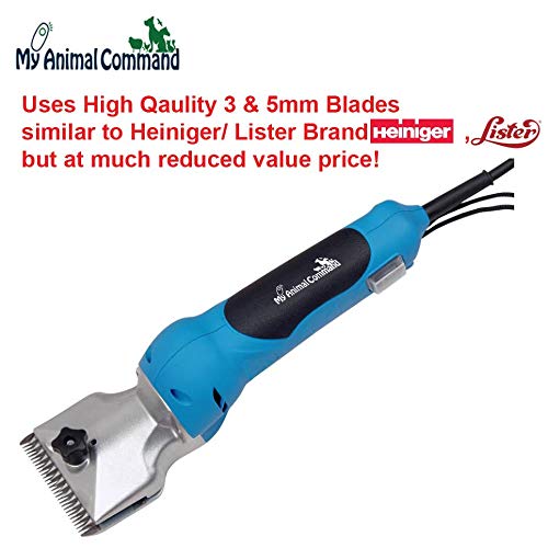 My Animal Command 110V Horse Clippers Professional Heavy Duty Kit, Professional Animal Grooming Clippers 2 Speeds Shaving Thick Coats Fur Horse Hair Ponies Equine Pigs Cattle Farm Livestock 2 Blades