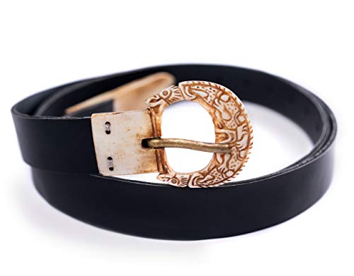 Viking Belt with Hand-Carved Bone Buckle