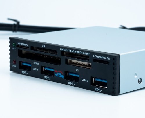 All-in-One Card Reader, Internal PCI-E Connection with 4 USB 3.0 and USB 2.0 Ports