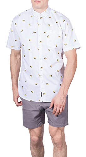 Visive Mens Hawaiian Shirt Short Sleeve Button Down Shirts (Taco,Large)