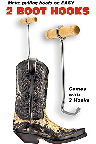 Boot Hooks Boot Pullers Wood Handles (2 hooks)