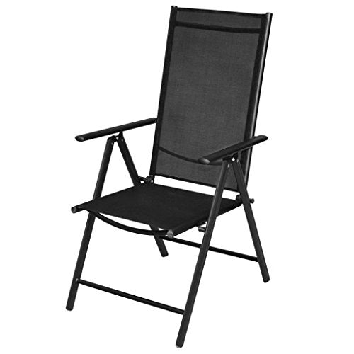 Folding Garden Chairs 2 pcs Aluminium and Textilene Black