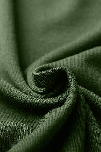 YMING Femme Robe Manches Courtes Robe Tunique T-Shirt Col Rond Style Basique Vert Armée M/FR 38