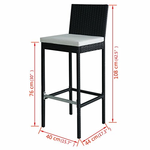 7 Piece Outdoor Dining Set with Cushions Poly Rattan Black