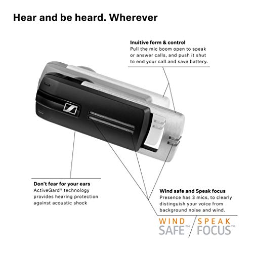 Sennheiser PRESENCE Earset - Mono - Wireless - Bluetooth - 82 ft - 100 Hz - 15 kHz - Over-the-ear - Monaural - Outer-ear PRESENCEUCML